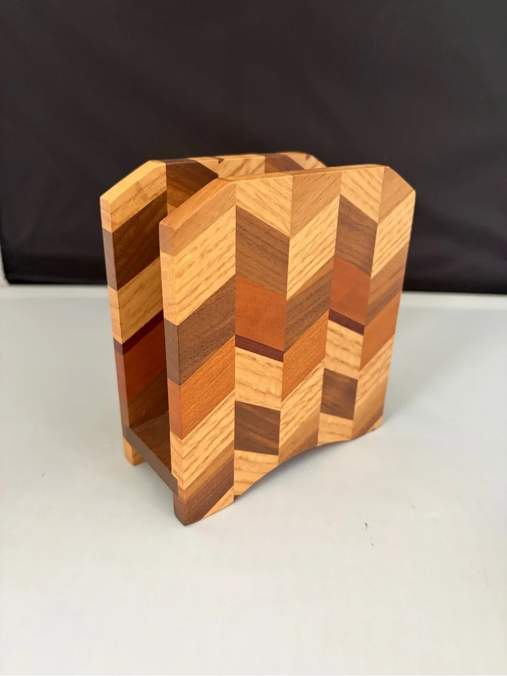 Handcrafted Chevron Wood Napkin Holder - Multiwood